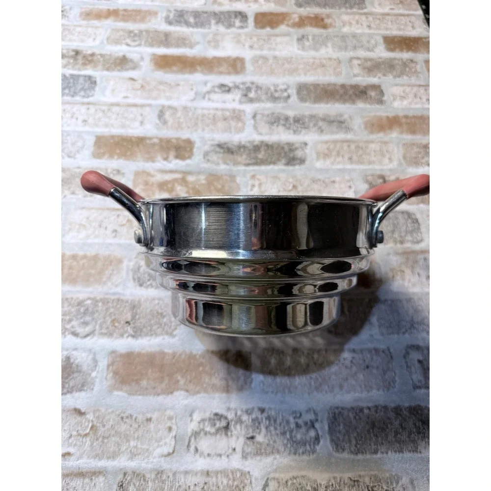 Stainless Steel Universal Steamer Basket Insert Pink Silicone Handle Tiered Base